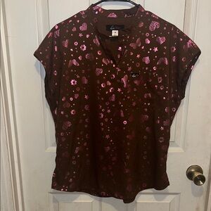 Brown and Pink Women's scrub Top